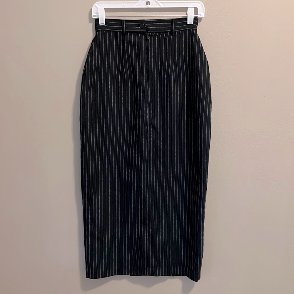 Niki-Lee California Black with White Pinstripes pencil skirt